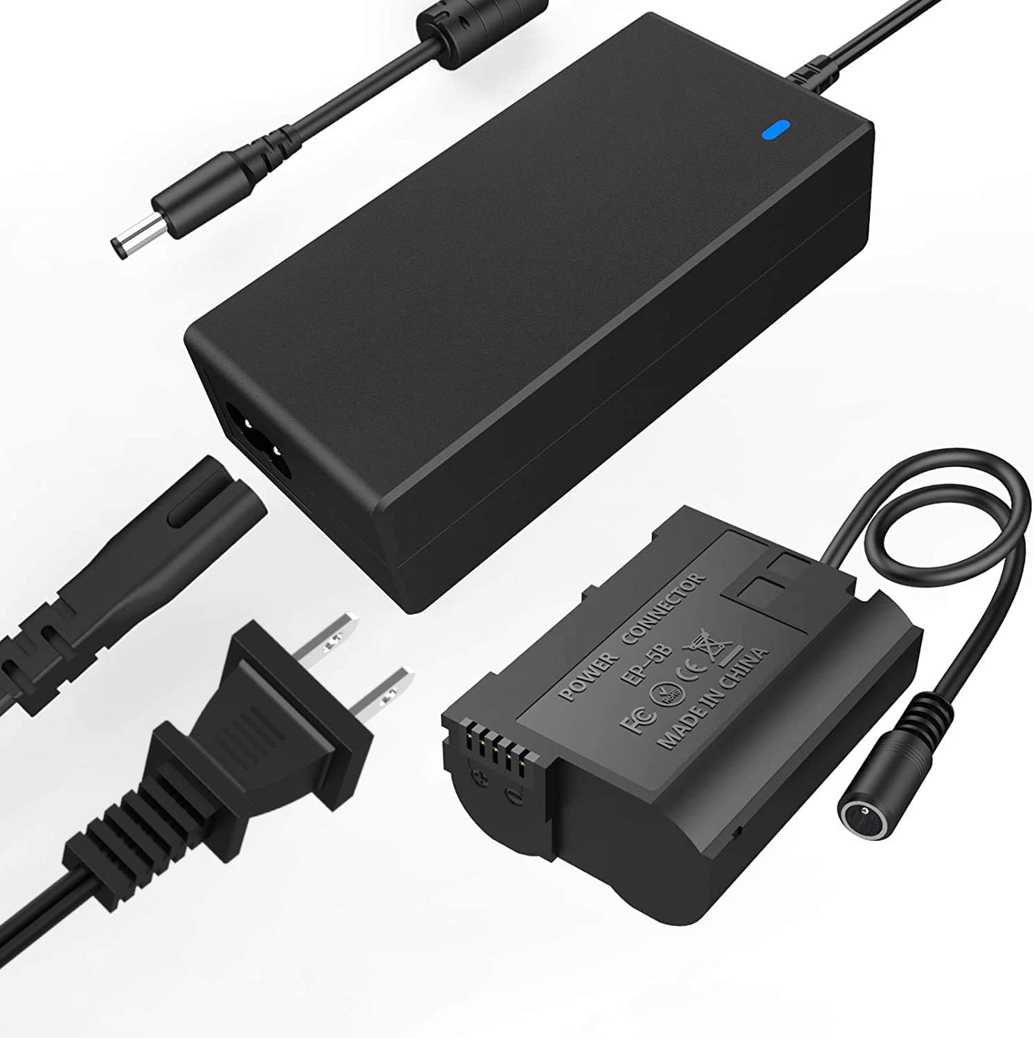 F1TP EH-5 Plus AC Power Adapter Charger + EP-5B DC Coupler (Replaces EN-EL15/EN-EL15A Battery) For Nikon Z5 Z6 Z6II Z7 Z7II D500 D600 D610 D750 D7000 D7100 D7200 7500 Dummy Battery Charger Kit for