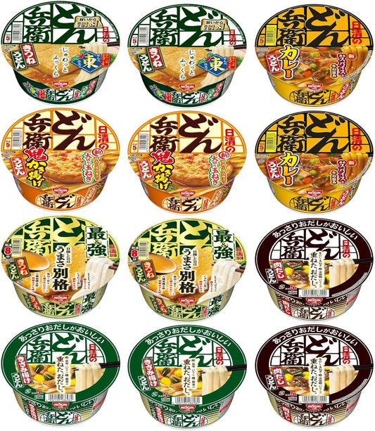 Donbei Udon Set (Regular, Lightly Savory, Strongest Donbei) 6 Varieties x 3 Each, Total 12 Pieces Assorted Set [Nissin Foods Cup Noodles Assortment, Cup Udon, Instant] [Set Purchase]