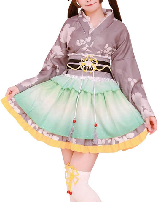 Japanese Traditional Kimono, Anime Cosplay Costume, For Women, Short Kimono, With Obi, Gothic Lolita, Yukata, Dress, Maid Outfit, Costume