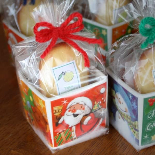 Baked goods Christmas Petit Gift "Cube Cocotte" ~ Madeleine baked with chocolate rice flour madeleine and seasonal citrus fruits