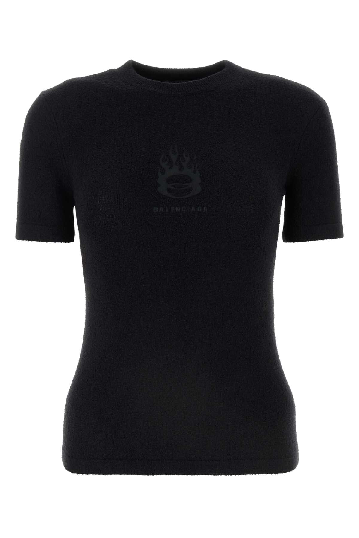 Balenciaga バレンシアガブラックテリーファブリックTシャツ - Image 1