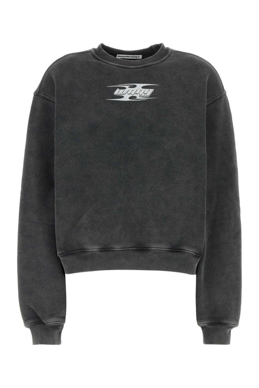 T By Alexander Wang Tによるアレクサンダー・ワン・ダーク・グレーの綿のスウェットシャツ - Image 1