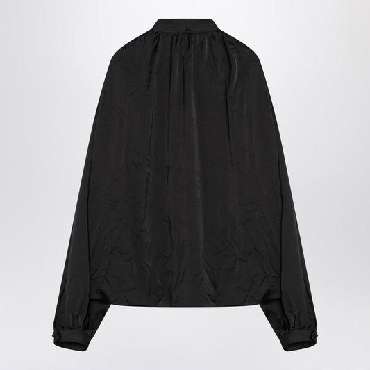 Balenciaga 弓付きのバレンシアガブラックサテンブラウス - Image 1