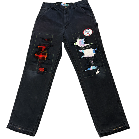 *BETTER WITH AGE 'BLACK WASH' PATCH REPAIR JEANS