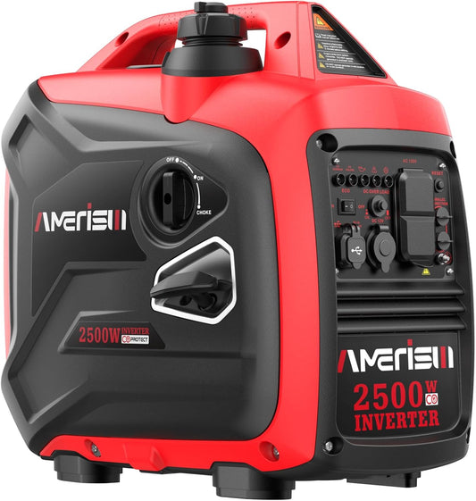 2500 Watt Gas Powered Portable Inverter Generator with CO Sensor Ultra Quiet Home Backup Emergency Camping EPA Compliant 2025 Version
