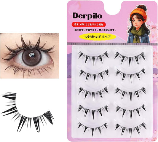 False Eyelashes, 5 Pairs, Natural Eyelashes, Eye Lashes, Short Eyelashes, For Upper Eyelashes, Transparent Axis, 3D Structure, Feeling of Bunch, Fine, False Eyelashes, Actress Eyelashes, Thin