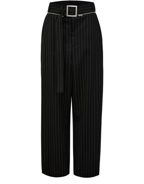 JEAN PAUL GAULTIER ピンストライプ ウール製 クロップドテーラードパンツ、ジップオフベルト付き - Image 1