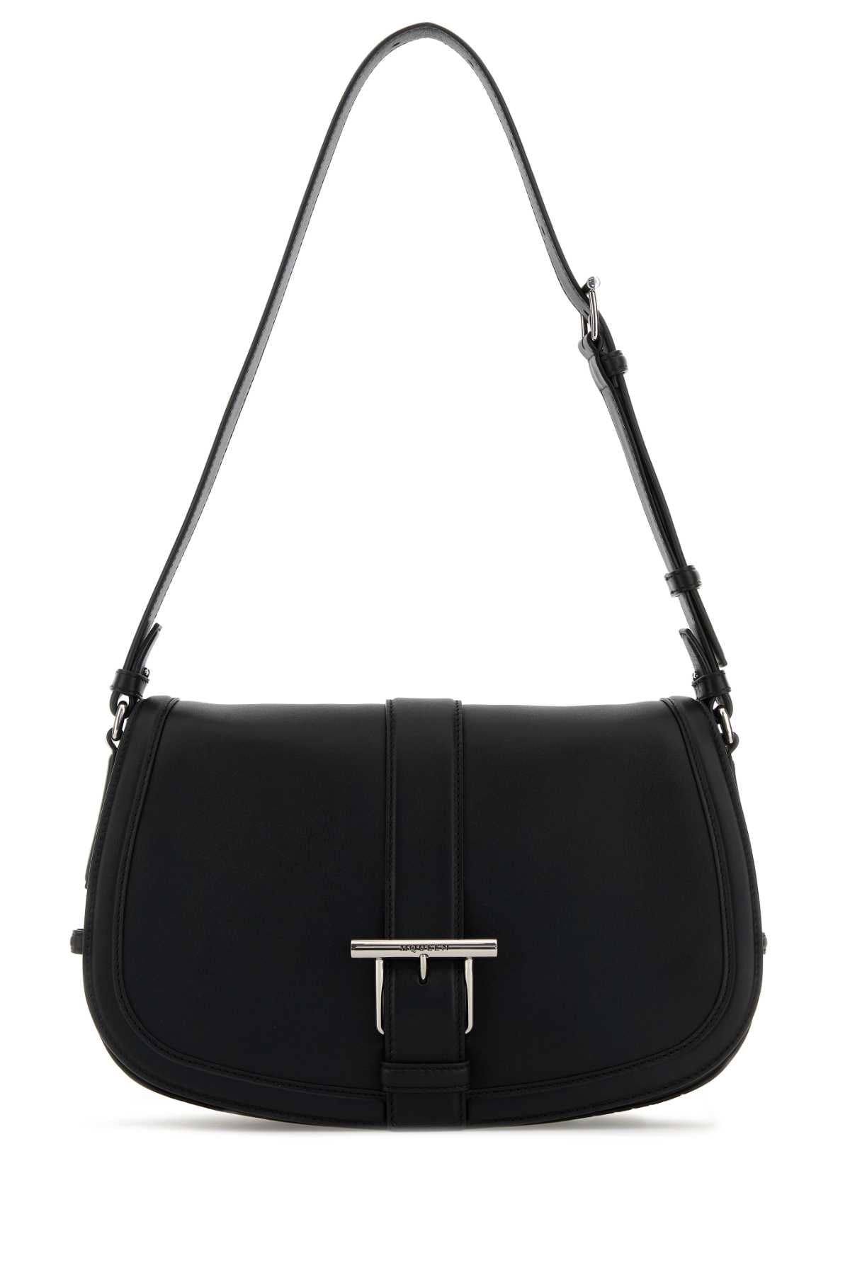 Alexander Mcqueen アレクサンダーマックイーンブラックレザーラージサッチェルクロスボディバッグ - Image 1