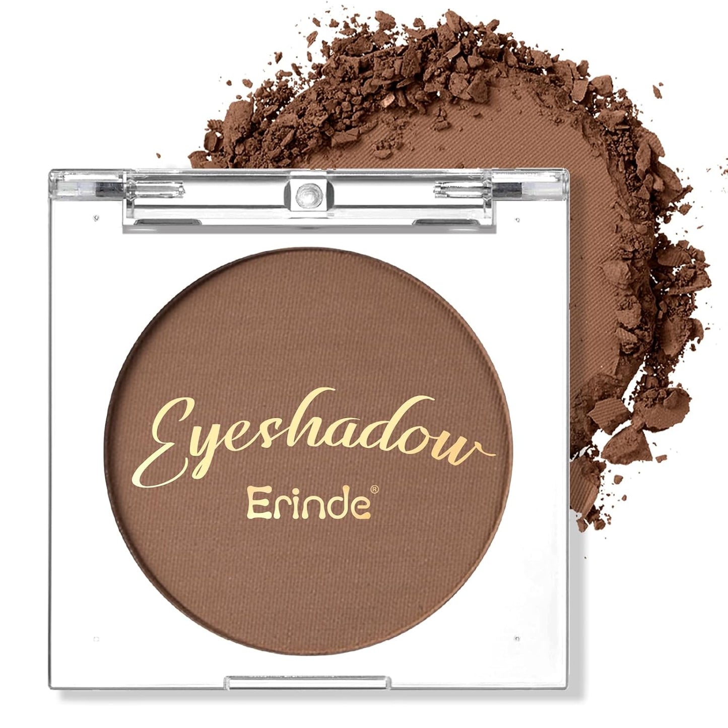 Erinde Paleta de sombra de ojos mate marrón individual, sombra de ojos de terciopelo maquillaje natural compacto en polvo, maquillaje de ojos de larga duración, ultra mezclable, color pigmentado