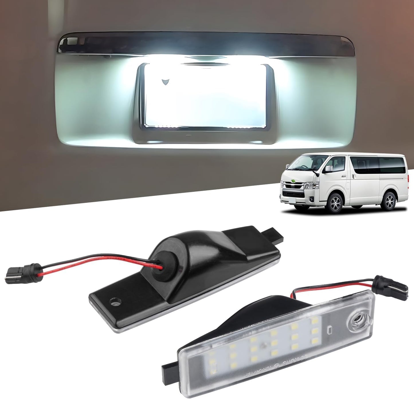 Toyota Hiace 200 Series LED License Lamp, License Plate Lamp, 1/2/3/4/5/6/7 Types, Compatible with All Grades, High Brightness, Easy Installation, T10 License Plate Light, Pure White Light, 18