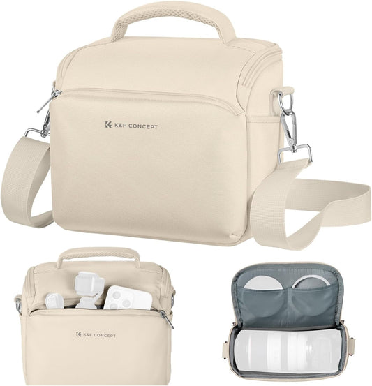 K&F Concept Camera Bag, Shoulder Bag, Camera Shoulder Bag, Stylish, SLR Camera Bag, 5 L Dividers, Water Repellent, Lightweight, Handbag/Shoulder Bag, Storage Bag for Camera Accessories, Small Items,
