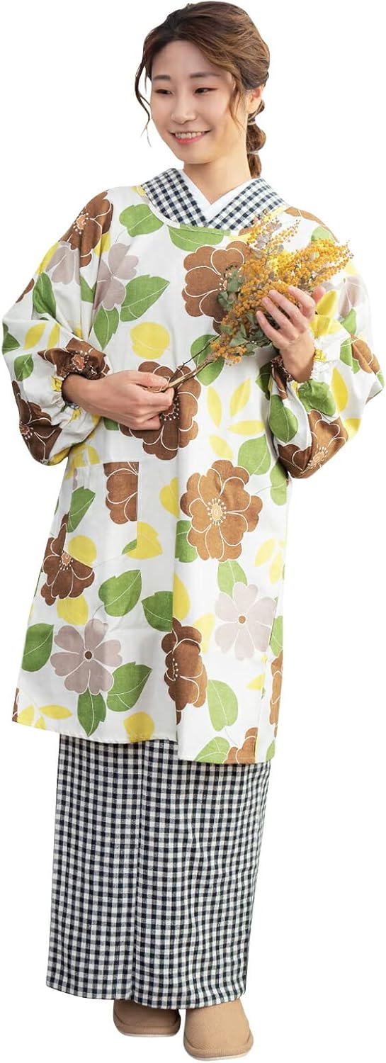 KIMONOMACHI Original Long Kappogon, Fashionable, Cute, Cotton, Long Kimono, Apron, Mother's Day, Respect for the Aged Day, Birthday, Perfect Gift