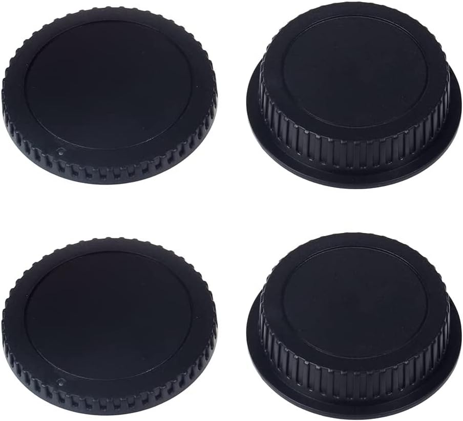 2 Pairs Audio Fan Body Cap & Lens Rear Cover for CANON EOS Series Body EF Mount EF-S Mount Lens