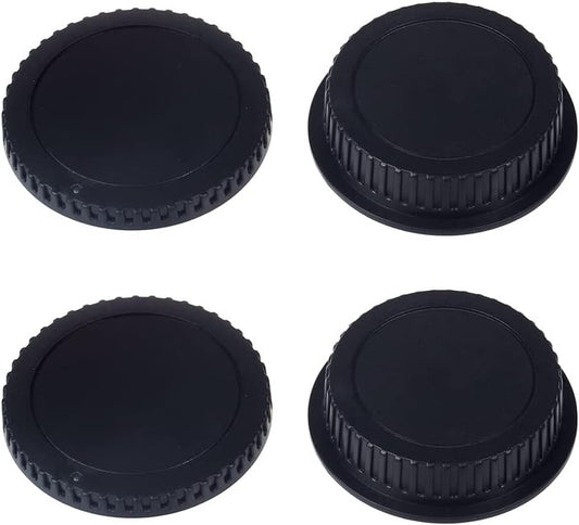 2 Pairs Audio Fan Body Cap & Lens Rear Cover for CANON EOS Series Body EF Mount EF-S Mount Lens