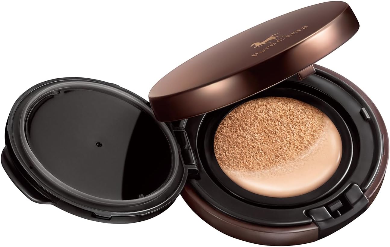 [Case + Refill] [Pure Center Horse Placenta Cushion BB Foundation] Cushion Foundation, BB Cream, Makeup Base, Stains, Dullness, Hokkaido Thoroughbred, Handy, Easy to Use, Quick and Easy, Crumble