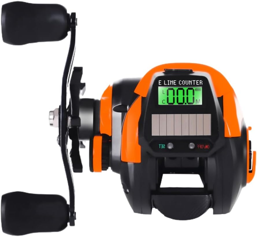 Electric Fishing Reel with Digital Display Smooth Reel, Lightweight and Durable, USB Rechargeable, Solar Powered, 7.2:1 Gear Ratio, Left/Right Handed Ideal for saltwater and freshwater fishing