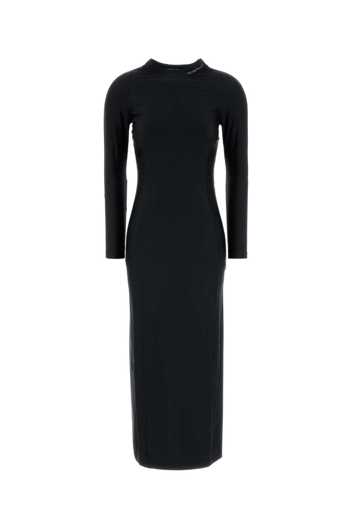 T By Alexander Wang Tによるアレクサンダー・ワン・ブラック・ストレッチナイロンドレス - Image 1