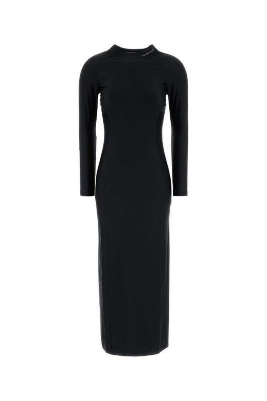 T By Alexander Wang Tによるアレクサンダー・ワン・ブラック・ストレッチナイロンドレス - Image 1