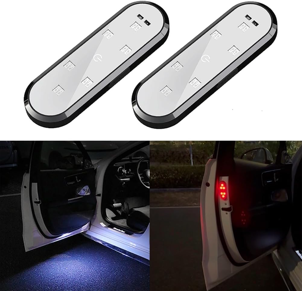 Car Door Warning Light, No Wiring, Door Lighting Ambient Welcome Light, LED Colorful Flashing Warning Light, Collision Prevention and Collision Prevention Light, Universal [2 Pieces/Pack]