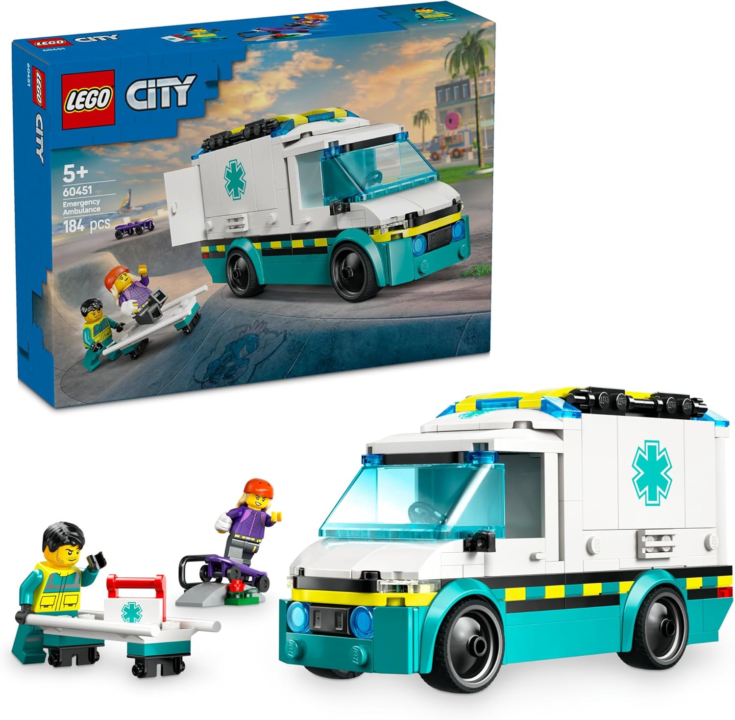 LEGO City 60451 Ambulance Toy, Building Blocks, Birthday Present, Educational, For Boys, Girls, Children, Ages 5, 6, 7, 8, Vehicles, Cars, Mini Cars