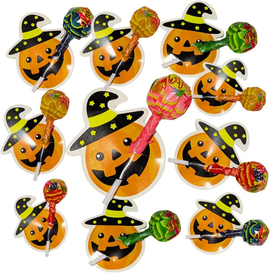 Halloween exclusive! 10 candy halloween treats individually wrapped candy dispensing bulk individual packing candy lollipop halloween candy sticks candy tollipop jack o' lantern with mat petite gift