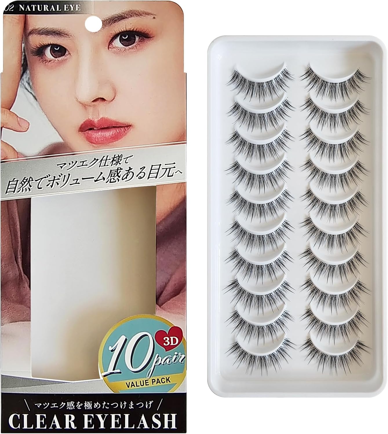 CLEAR EYELASH False Eyelashes Matsueku High Capacity 10 Pairs (Natural Type)