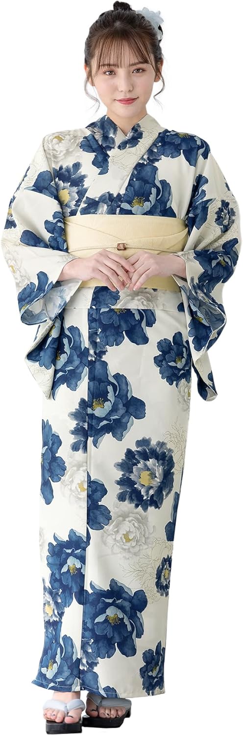 Soubien Floro Women's Yukata Set of 2 (Yukata/Half Width Obi)