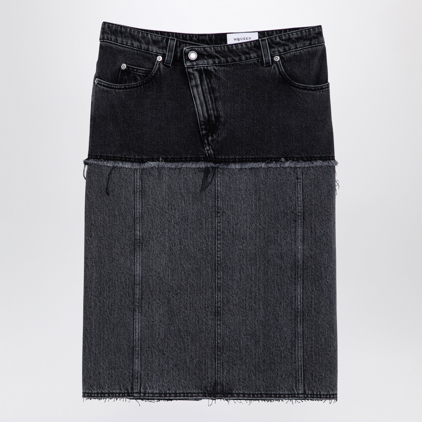 Alexander McQueen アレクサンダーMCクイーン2トーンブラックデニムスカート - Image 1