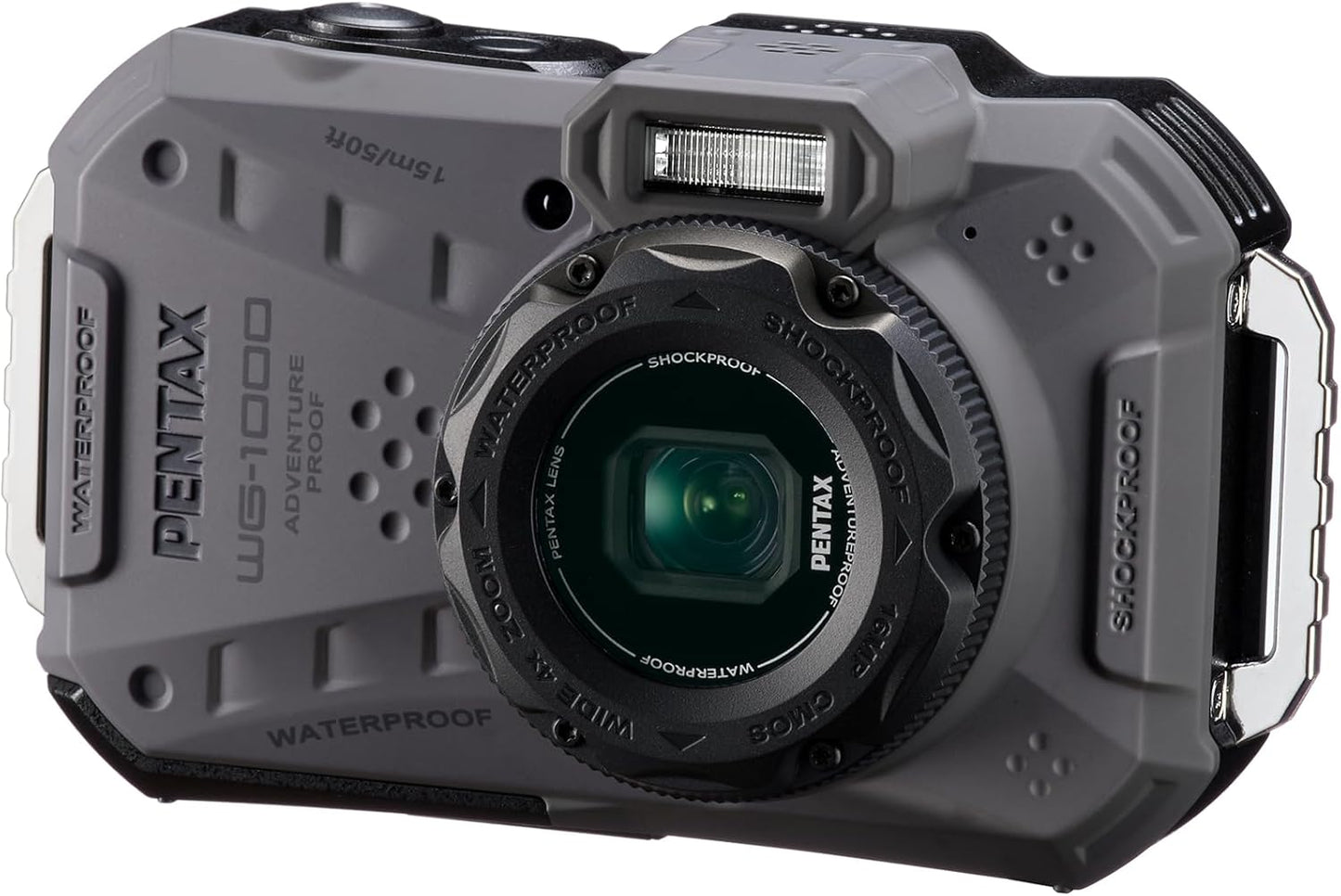 Pentax WG-1000 2153 Gray Digital Camera Waterproof 33.9 ft (15 m) Waterproof (1 Hour Continuous Use), 6.6 ft (2 m) Shockproof, Dustproof