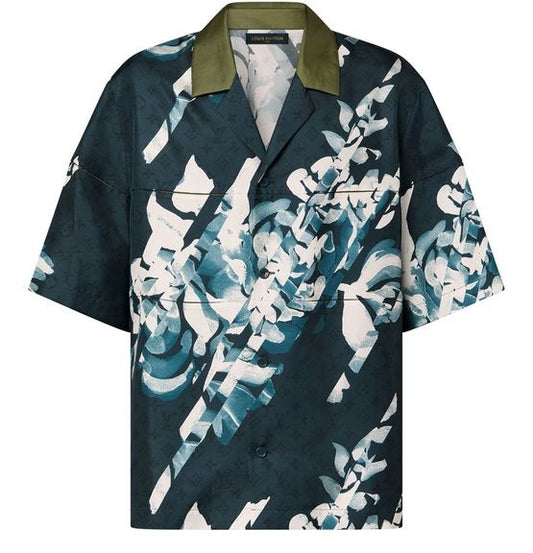 LOUIS VUITTON Monogram Printed Short-Sleeved Silk Shirt - Image 1