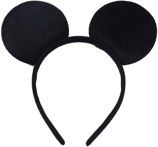HENBRANDT Black Mickey Mouse Ears and Minnie Mouse Ears on Headband with Red and White Polka Dot Bow for Adults/Kids - Fancy Dress Accessory - Party Decoration Gift -