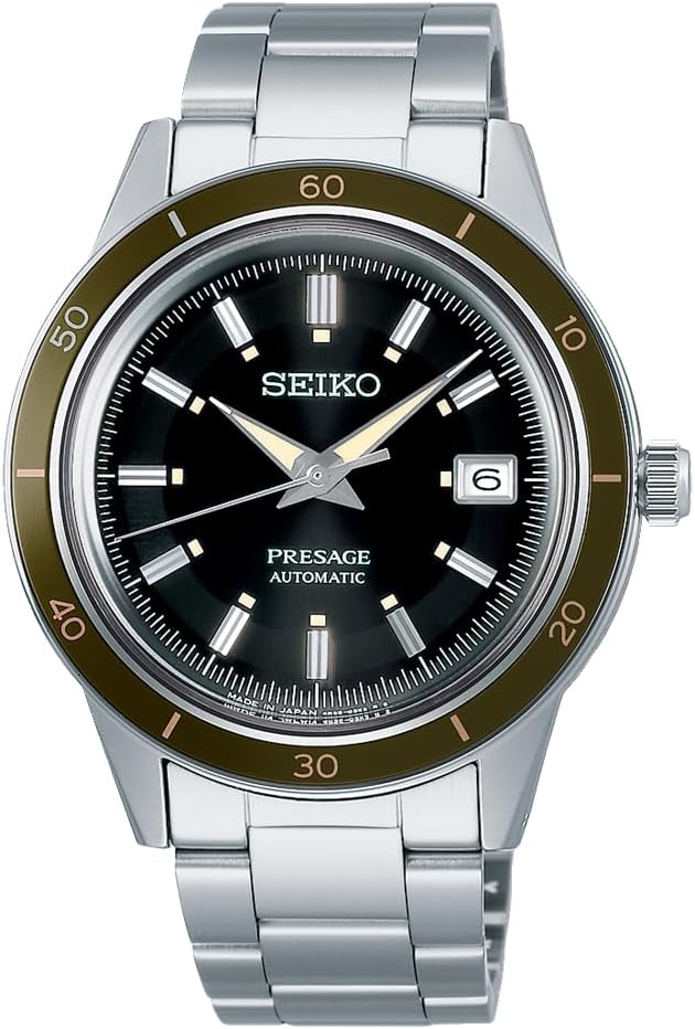 Seiko Watch PRESAGE Style 60's Mechanical Men's, Model: 3 Hand Calendar/Case: Silver / Dial: Dark Green, 1 piece, Three-hand calendar model