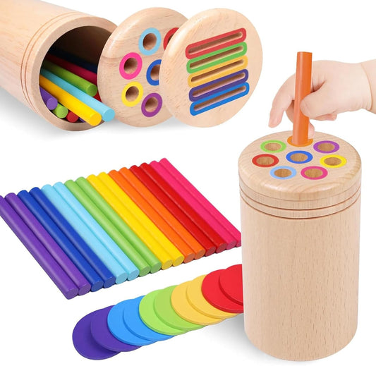 Kumo モンテッソーリ Toy Educational Toy for 1 2 3 4 Year Olds Color Classification Promotes Cognitive Development and Hand-Eye Coordination Wooden Shape and Color Sorting Toy Fun and Interactive Learning