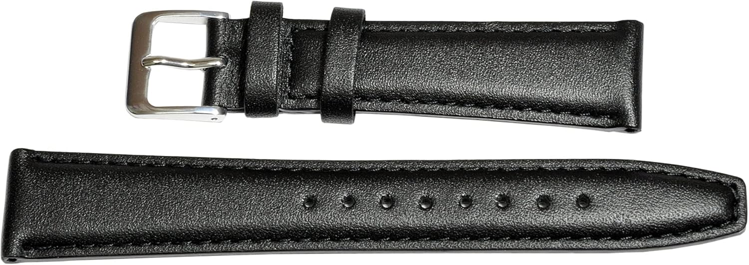 Seiko DXH3A Men's Watch Band 0.7 inch (18 mm), Smooth Cowhide Leather, Black