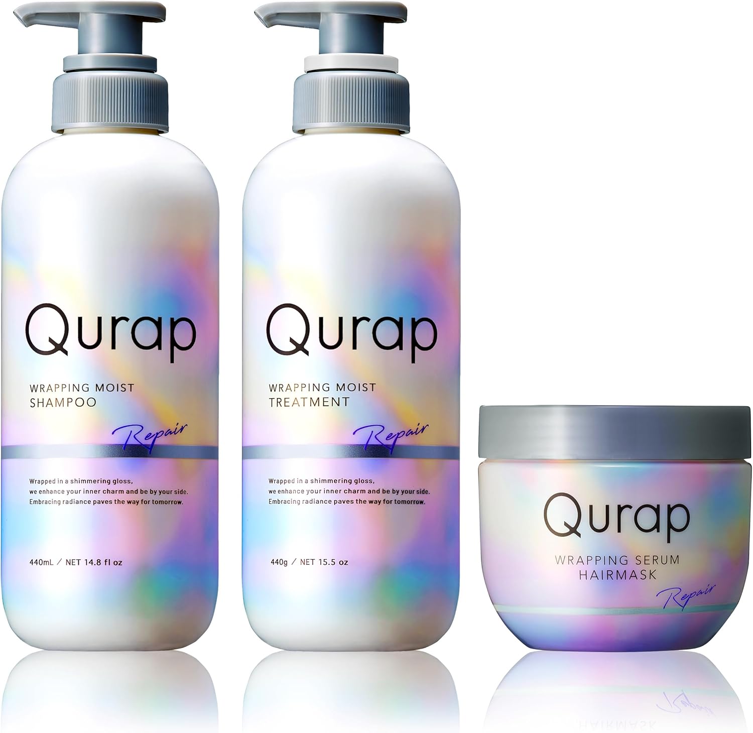 Qurap Curap Shampoo Treatment Serum Hair Mask, Wrapping Moist, 3 Piece Set