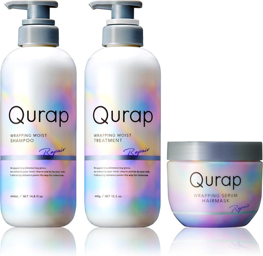 Qurap Curap Shampoo Treatment Serum Hair Mask, Wrapping Moist, 3 Piece Set