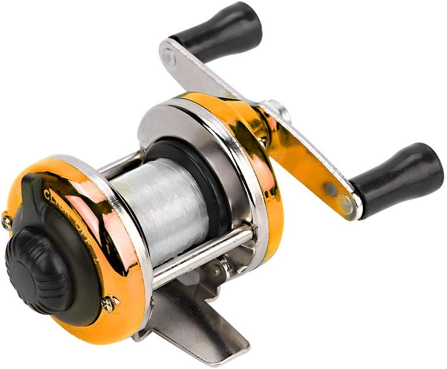 Fishing Wheel Spinning Reel, Small Size, Lightweight, Stainless Steel Material (3.6 oz (108 g), Gold Color; Left & Right Interchangeable Handle, Magnetic Brake Bearing, Hardness Enhanced, Accuracy,