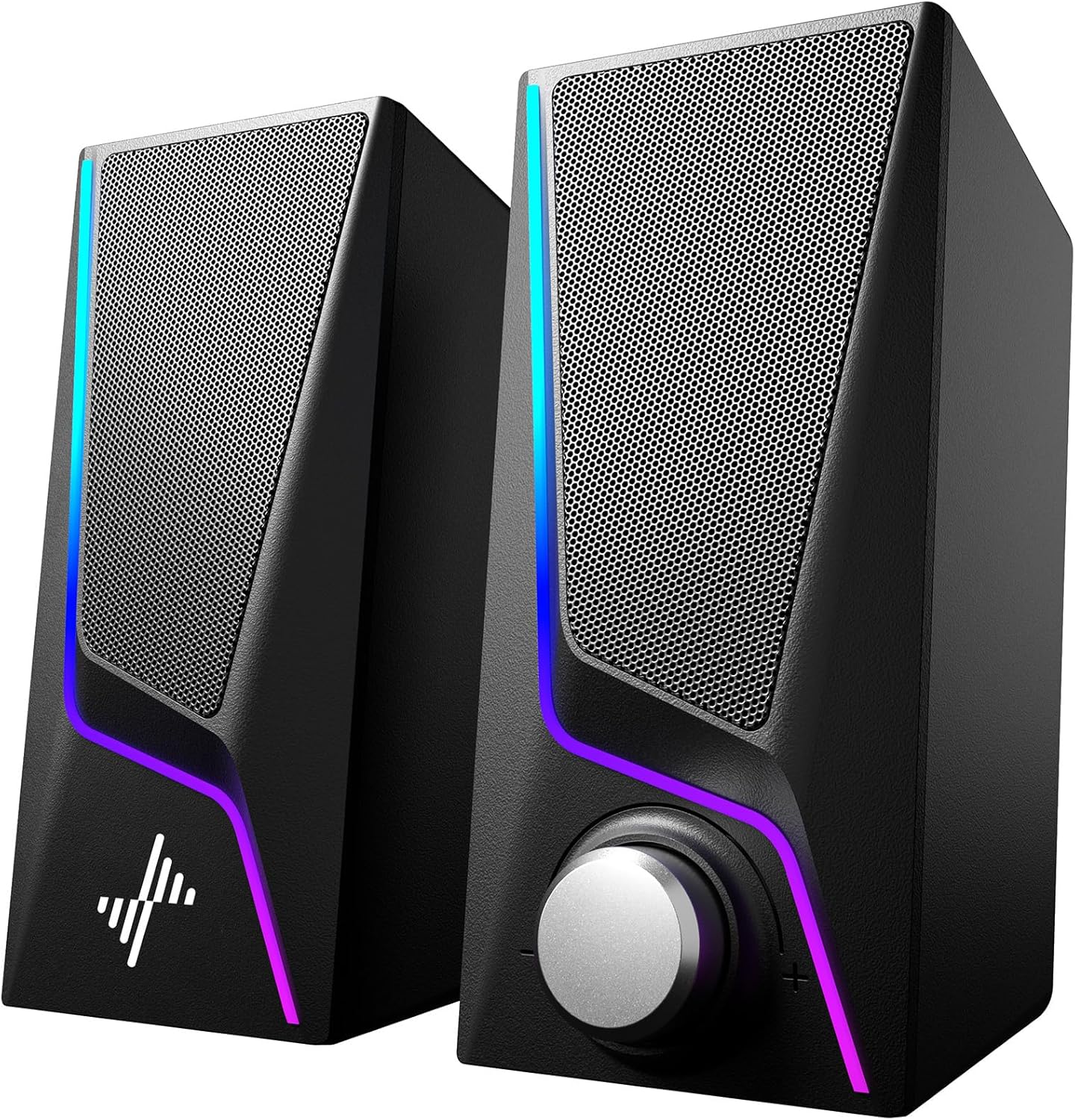 Nylavee PC Gaming Speaker, PC Speaker, 6 LED Modes, 2 Bass Enhanced Ports, 2 Speaker Units, 3.5mm Cable, Compatible with Laptops, Tablets, Smartphones