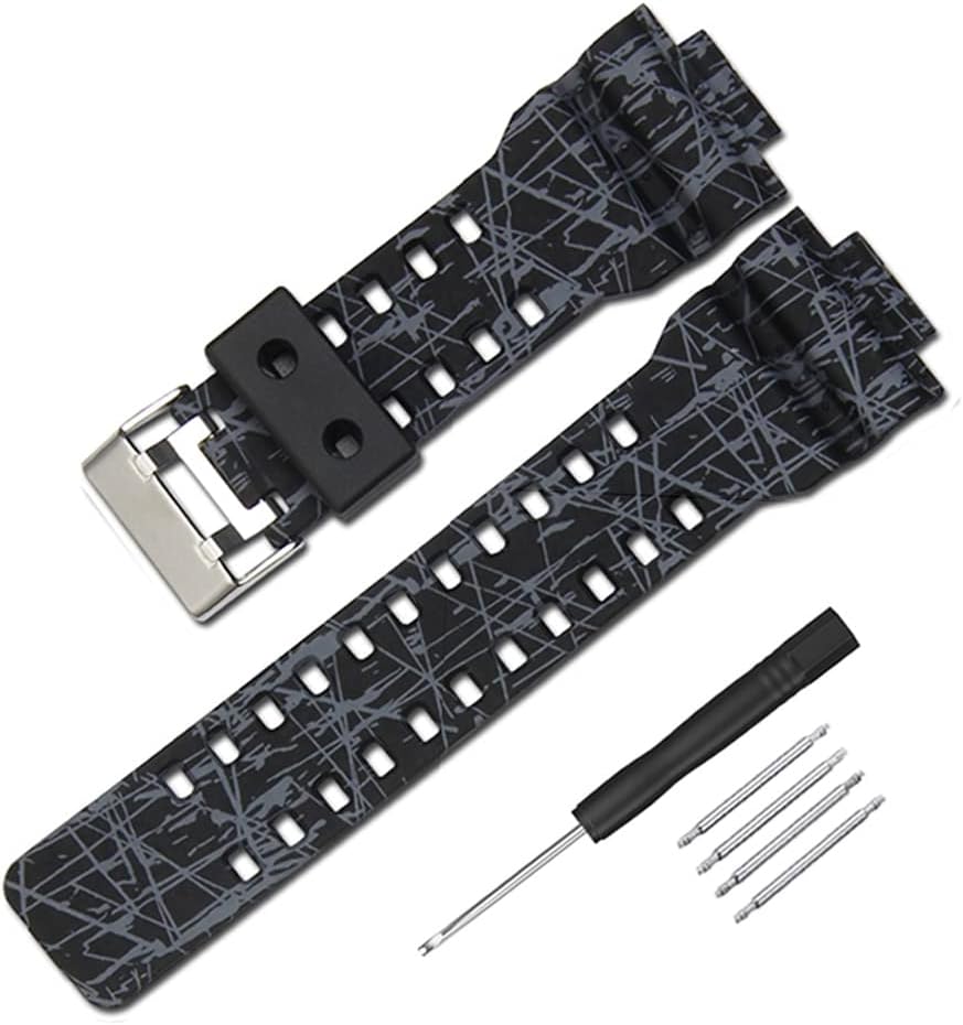 Watch Band, Casio G Shock Compatible, Mounting Width 0.6 inches (16 mm), Waterproof, Replacement Strap G-8900A, GR-8900A, GW-8900A, GA-110, GD-100, GD-110