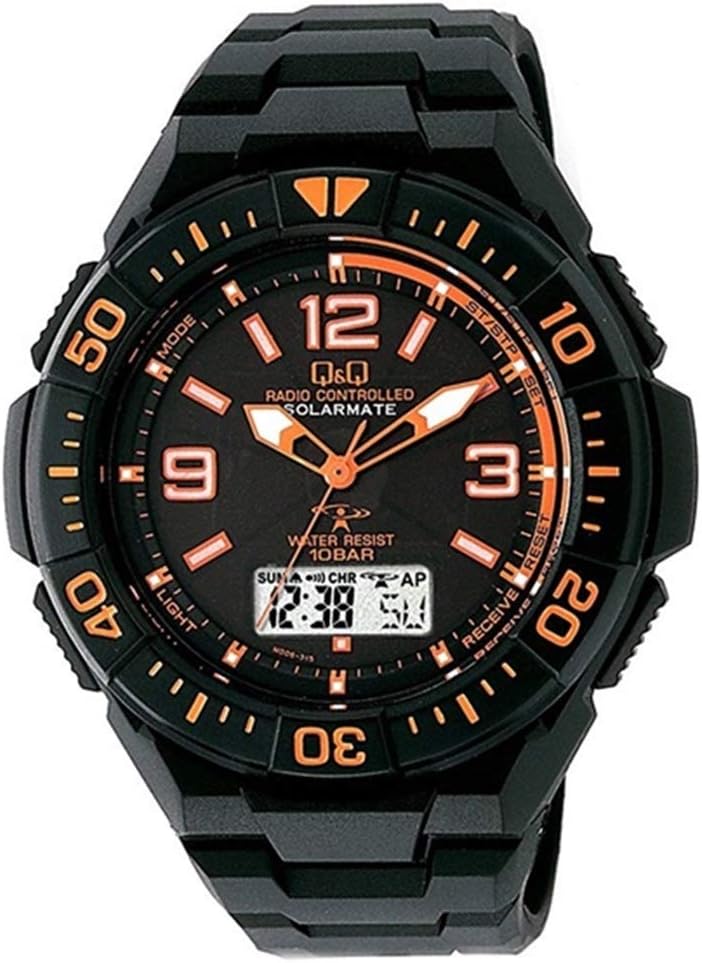 Citizen Q&Q [Choose from 6 Models] Men's Radio Solar Black Analog-Digital 10 ATM Water Resistant No Battery Replacement Needed No Time Adjustment MD06 Wristwatch [Authentic Domestic Product] ([6] MD06