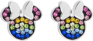 Disney Minnie Mouse Sterling Silver Rainbow Crystal Stud Earrings