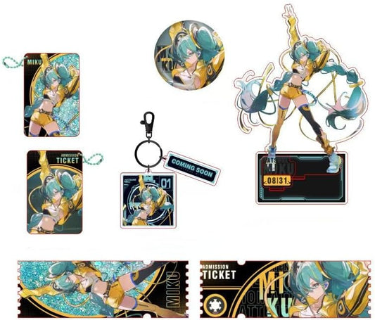 Miku Goods, Lucky Bag, 5-piece Set, Can Badge, Acrylic Stand, Key Chain, Quicksand Ticket, Birthday, Gift, Animation, Moe Goods, Souvenir, Surroundings, Accessories
