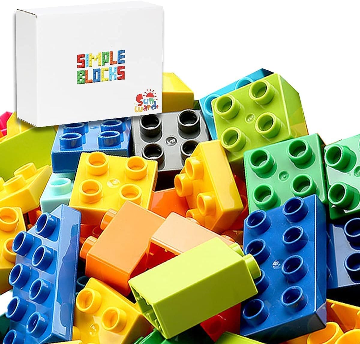 【Parts Add-on】 Large Set Regular Colors (Random 500g 90 Pieces Equivalent) High Cost Performance Duplo Compatible Classic Blocks Anpanman Blocks Compatible Sunwards (Regular Colors (Random 500g 90