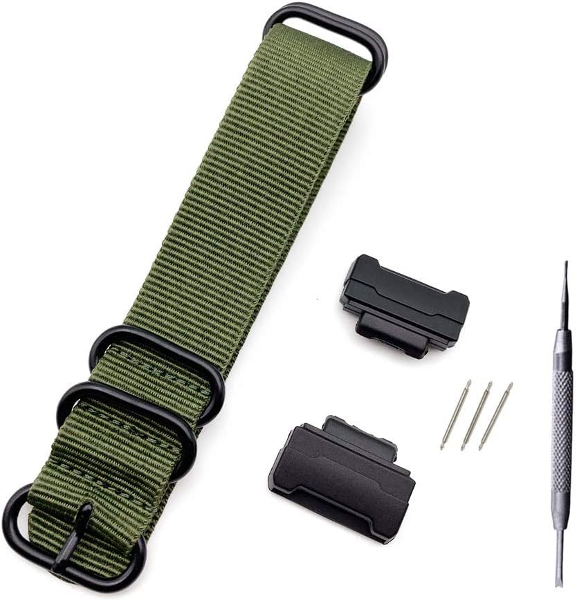 [watches419] For G-SHOCK Replacement Belt, Band, Belt, Adapter, Watch Part, Spring Bar Remover, Front Ring Cover, Set of 2 + Replacement Adapter, Nylon Belt Set [Spring Bars + Tools Included]
