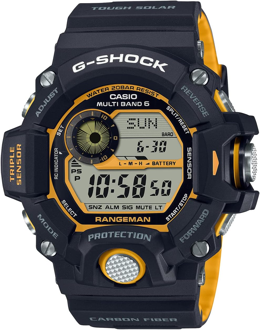 Casio GW-9400 Wristwatch, GW-9400, black / yellow, 1 piece, Radio Solar