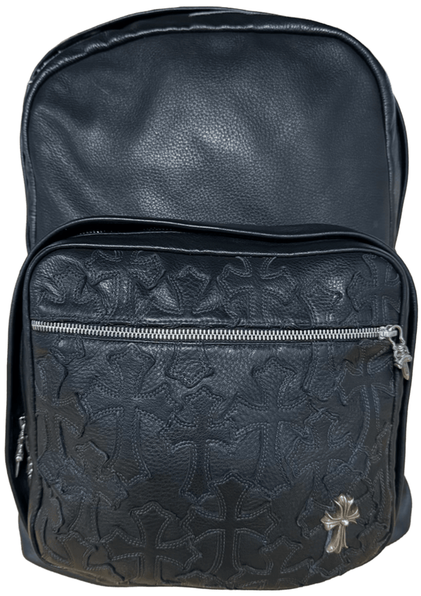 CHROME HEARTS 'CEMETERY' BLACK LEATHER CROSS PATCH 7TH GRADE BACKPACK