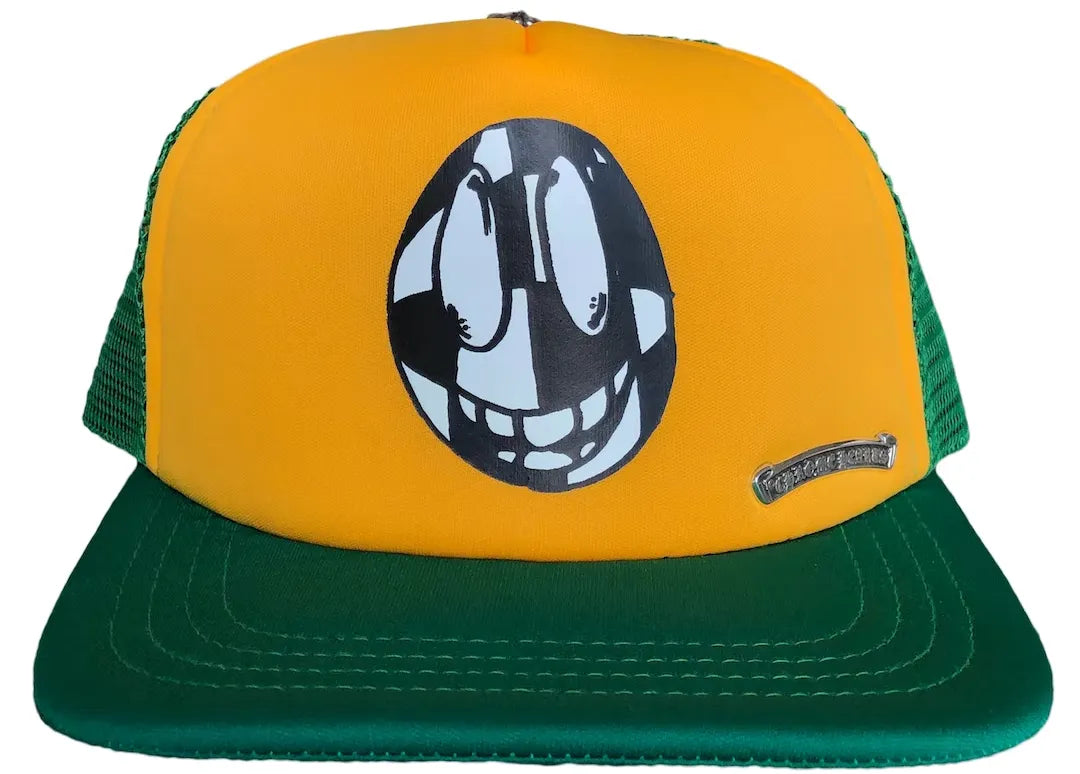 CHROME HEARTS MATTY BOY SEX RECORDS SMILEY TRUCKER HAT 'GREEN/YELLOW'
