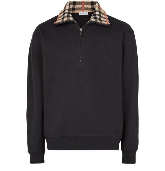 BURBERRY Check half-zip cotton sweatshirt - Image 1