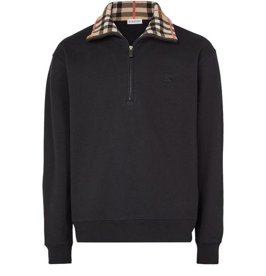 BURBERRY Check half-zip cotton sweatshirt - Image 1