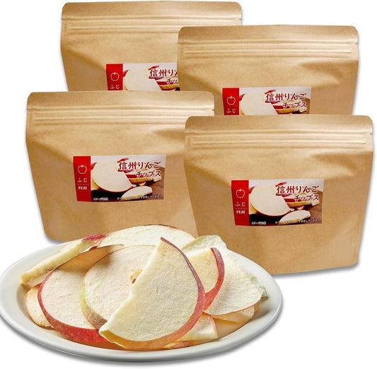 Asuzac Foods Shinshu Apple Chips Fuji Freeze-Dried Non-Fried Stand Pack 25g x 4 Bags Domestic Fuji